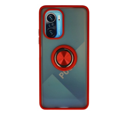 Xiaomi Redmi K40 Kılıf Montreal Yüzüklü Silikon Kapak - Kırmızı
