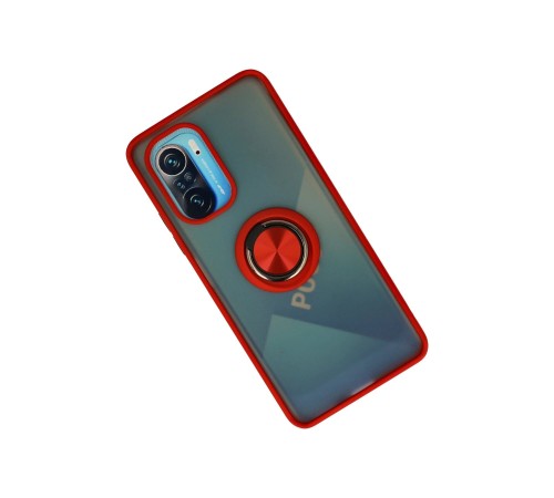 Xiaomi Redmi K40 Kılıf Montreal Yüzüklü Silikon Kapak - Kırmızı