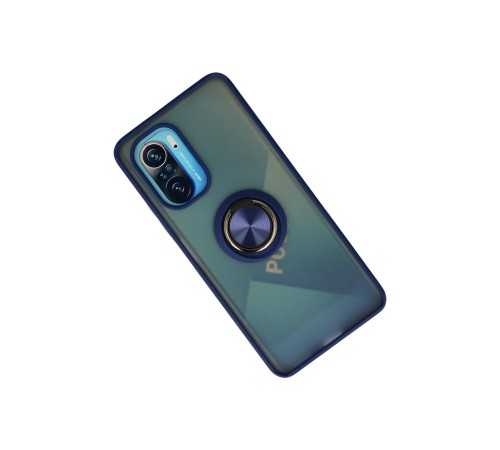 Xiaomi Redmi K40 Kılıf Montreal Yüzüklü Silikon Kapak - Lacivert