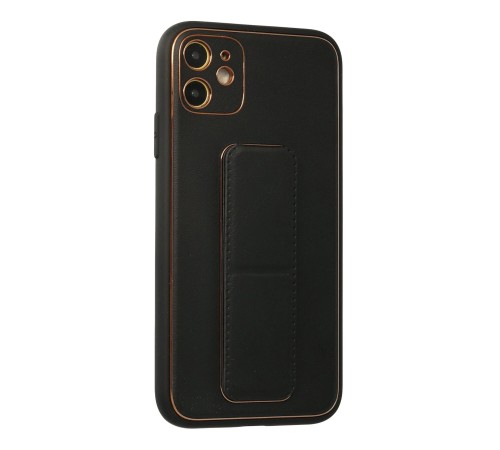 iPhone 12 Kılıf Coco Deri Standlı Kapak - Siyah iPhone 12 Kılıf Coco Deri Standlı Kapak - Siyah