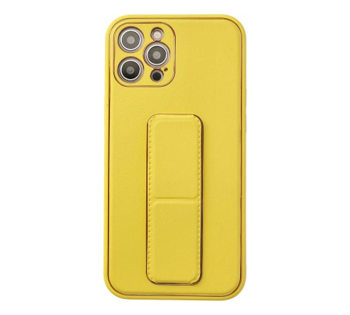 iPhone 12 Pro Max Kılıf Coco Deri Standlı Kapak - Sarı