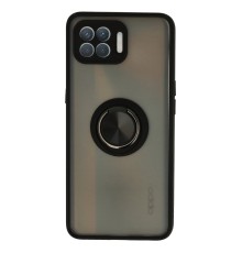 Oppo Reno 4 Lite Kılıf Montreal Yüzüklü Silikon Kapak - Siyah