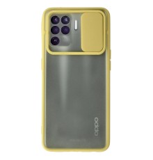 Oppo Reno 5 Lite Kılıf Palm Buzlu Kamera Sürgülü Silikon - Sarı