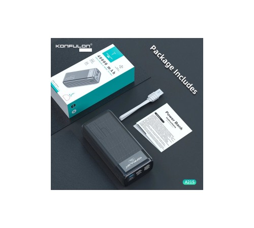 Konfulon A21S Led Işıklı Powerbank 40.000 mAh - Siyah Konfulon A21S Led Işıklı Powerbank 40.000 mAh - Siyah