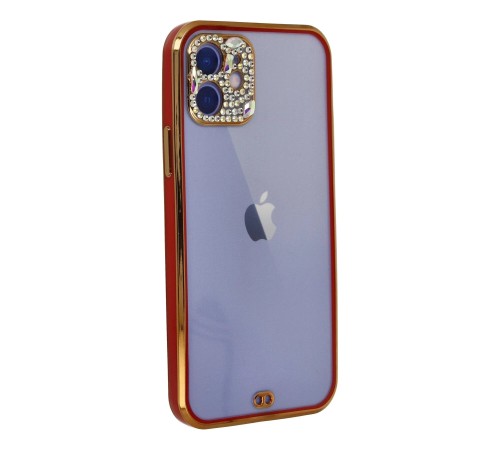 iPhone 12 Kılıf Liva Taşlı Silikon - Kırmızı iPhone 12 Kılıf Liva Taşlı Silikon - Kırmızı