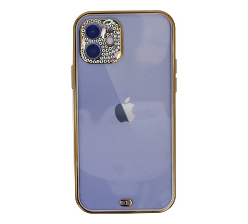 iPhone 12 Kılıf Liva Taşlı Silikon - Mor iPhone 12 Kılıf Liva Taşlı Silikon - Mor
