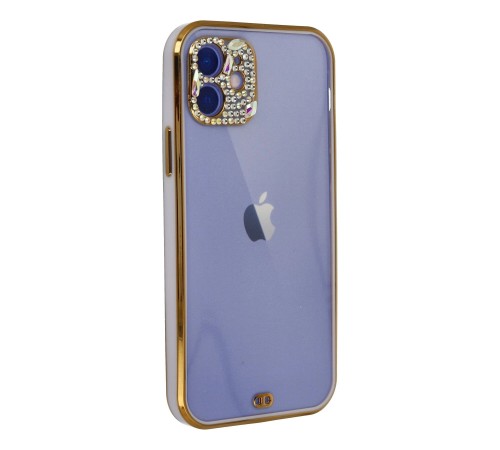 iPhone 12 Kılıf Liva Taşlı Silikon - Mor iPhone 12 Kılıf Liva Taşlı Silikon - Mor