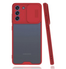 Samsung Galaxy S21 FE Kılıf Platin Kamera Koruma Silikon - Kırmızı