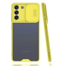 Samsung Galaxy S21 FE Kılıf Platin Kamera Koruma Silikon - Sarı