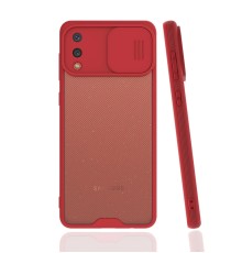 Samsung Galaxy A02 Kılıf Platin Kamera Koruma Silikon - Kırmızı
