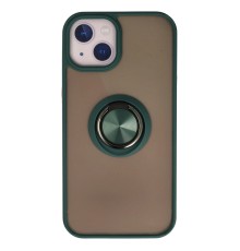 iPhone 13 Kılıf Montreal Yüzüklü Silikon Kapak - Yeşil