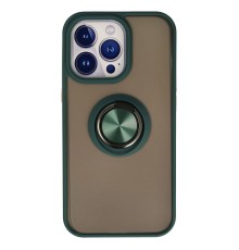 iPhone 13 Pro Kılıf Montreal Yüzüklü Silikon Kapak - Yeşil