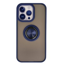 iPhone 13 Pro Kılıf Montreal Yüzüklü Silikon Kapak - Lacivert