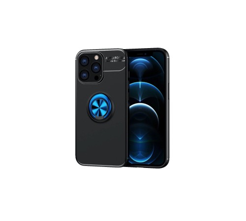 iPhone 13 Pro Kılıf Range Yüzüklü Silikon - Siyah-Mavi iPhone 13 Pro Kılıf Range Yüzüklü Silikon - Siyah-Mavi