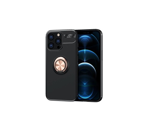 iPhone 13 Pro Kılıf Range Yüzüklü Silikon - Siyah-Gold iPhone 13 Pro Kılıf Range Yüzüklü Silikon - Siyah-Gold