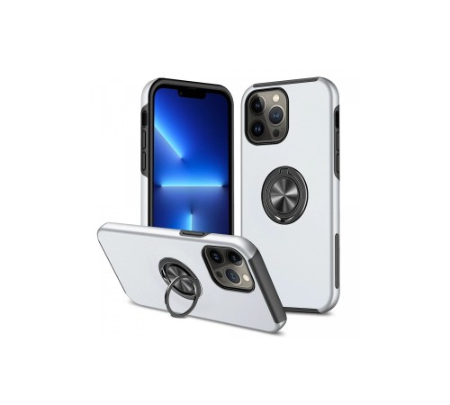 iPhone 13 Pro Kılıf Elit Yüzüklü Kapak - Gümüş iPhone 13 Pro Kılıf Elit Yüzüklü Kapak - Gümüş
