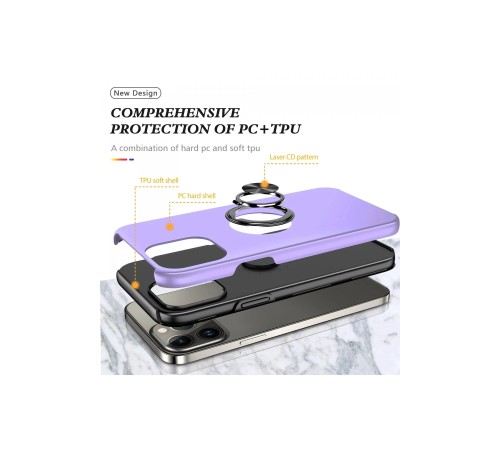 iPhone 13 Pro Kılıf Elit Yüzüklü Kapak - Mor iPhone 13 Pro Kılıf Elit Yüzüklü Kapak - Mor