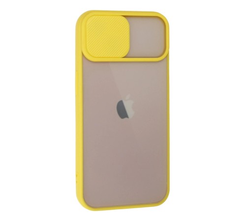 iPhone 13 Kılıf Palm Buzlu Kamera Sürgülü Silikon - Sarı iPhone 13 Kılıf Palm Buzlu Kamera Sürgülü Silikon - Sarı