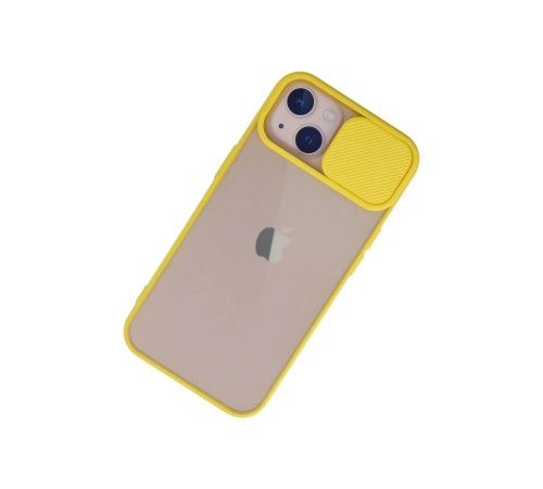 iPhone 13 Kılıf Palm Buzlu Kamera Sürgülü Silikon - Sarı iPhone 13 Kılıf Palm Buzlu Kamera Sürgülü Silikon - Sarı