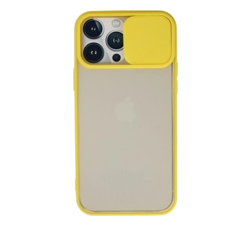 iPhone 13 Pro Max Kılıf Palm Buzlu Kamera Sürgülü Silikon - Sarı iPhone 13 Pro Max Kılıf Palm Buzlu Kamera Sürgülü Silikon - Sarı