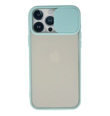 iPhone 13 Pro Max Kılıf Palm Buzlu Kamera Sürgülü Silikon - Turkuaz
