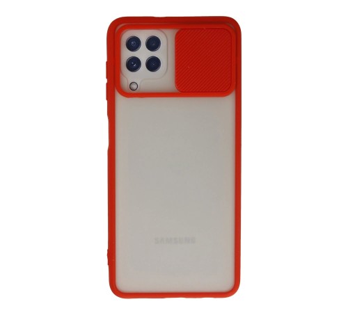 Samsung Galaxy A22 Kılıf Palm Buzlu Kamera Sürgülü Silikon - Kırmızı