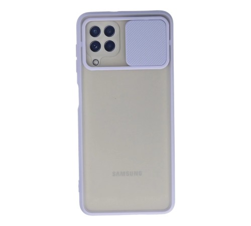 Samsung Galaxy A22 Kılıf Palm Buzlu Kamera Sürgülü Silikon - Lila