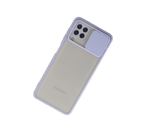 Samsung Galaxy A22 Kılıf Palm Buzlu Kamera Sürgülü Silikon - Lila