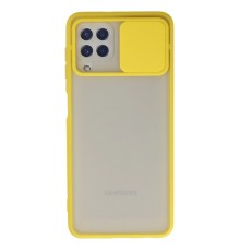 Samsung Galaxy A22 Kılıf Palm Buzlu Kamera Sürgülü Silikon - Sarı