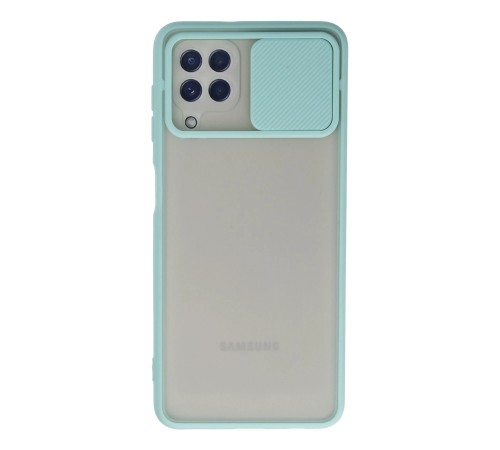 Samsung Galaxy A22 Kılıf Palm Buzlu Kamera Sürgülü Silikon - Turkuaz