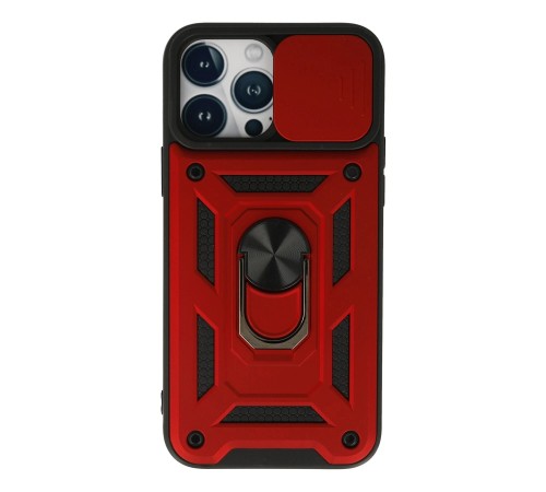iPhone 13 Pro Kılıf Pars Lens Yüzüklü Silikon - Kırmızı