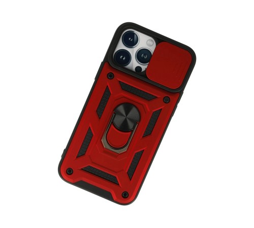 iPhone 13 Pro Kılıf Pars Lens Yüzüklü Silikon - Kırmızı