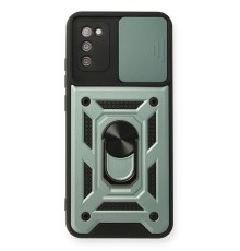 Samsung Galaxy A03S Kılıf Pars Lens Yüzüklü Silikon - Yeşil