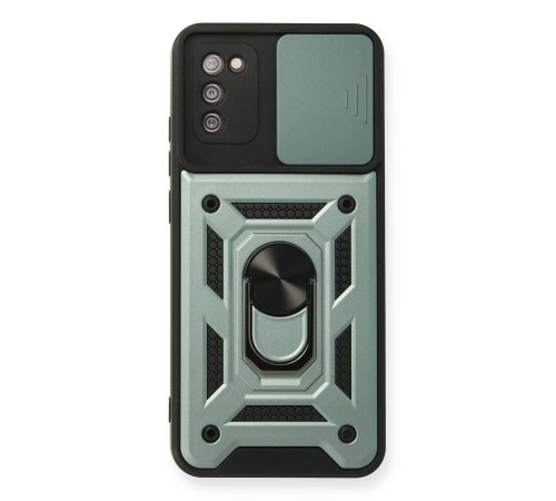 Samsung Galaxy A03S Kılıf Pars Lens Yüzüklü Silikon - Yeşil