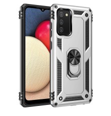 Samsung Galaxy A03S Kılıf Sofya Yüzüklü Silikon Kapak - Gümüş