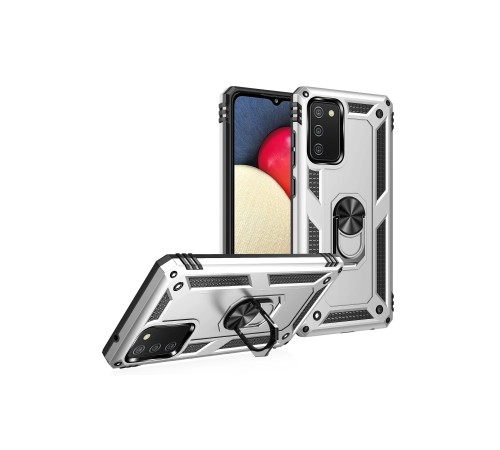 Samsung Galaxy A03S Kılıf Sofya Yüzüklü Silikon Kapak - Gümüş Samsung Galaxy A03S Kılıf Sofya Yüzüklü Silikon Kapak - Gümüş