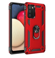 Samsung Galaxy A03S Kılıf Sofya Yüzüklü Silikon Kapak - Kırmızı
