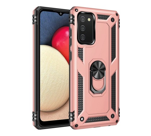 Samsung Galaxy A03S Kılıf Sofya Yüzüklü Silikon Kapak - Rose