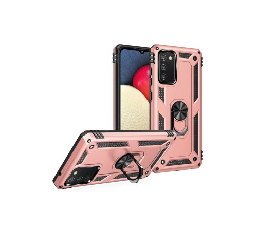 Samsung Galaxy A03S Kılıf Sofya Yüzüklü Silikon Kapak - Rose