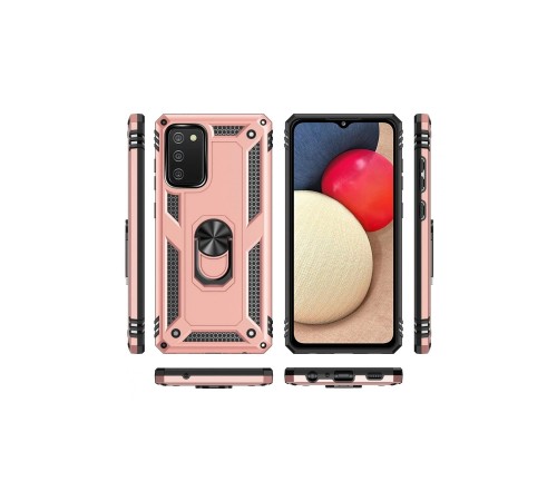 Samsung Galaxy A03S Kılıf Sofya Yüzüklü Silikon Kapak - Rose