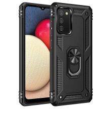 Samsung Galaxy A03S Kılıf Sofya Yüzüklü Silikon Kapak - Siyah