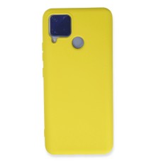 Realme C15 Kılıf Nano içi Kadife Silikon - Sarı