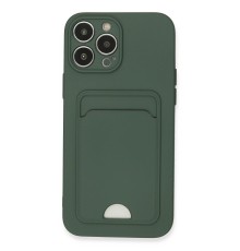 iPhone 13 Pro Max Kılıf Kelvin Kartvizitli Silikon - Koyu Yeşil