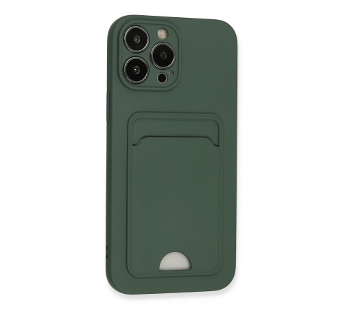 iPhone 13 Pro Max Kılıf Kelvin Kartvizitli Silikon - Koyu Yeşil iPhone 13 Pro Max Kılıf Kelvin Kartvizitli Silikon - Koyu Yeşil