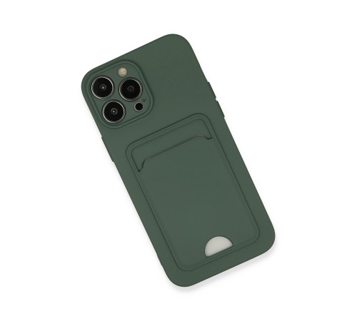 iPhone 13 Pro Max Kılıf Kelvin Kartvizitli Silikon - Koyu Yeşil iPhone 13 Pro Max Kılıf Kelvin Kartvizitli Silikon - Koyu Yeşil