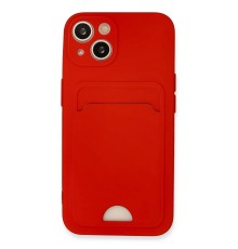 iPhone 13 Kılıf Kelvin Kartvizitli Silikon - Kırmızı