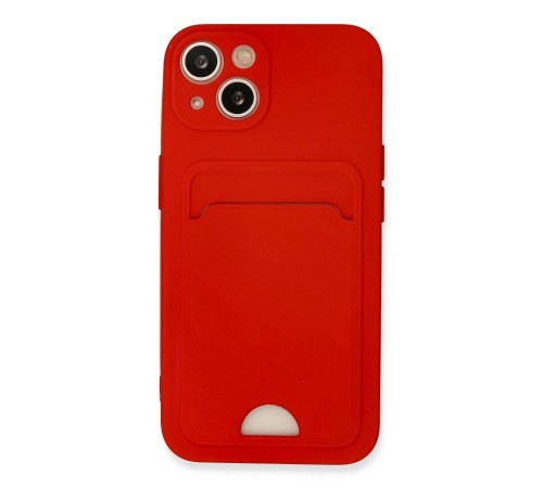 iPhone 13 Kılıf Kelvin Kartvizitli Silikon - Kırmızı iPhone 13 Kılıf Kelvin Kartvizitli Silikon - Kırmızı