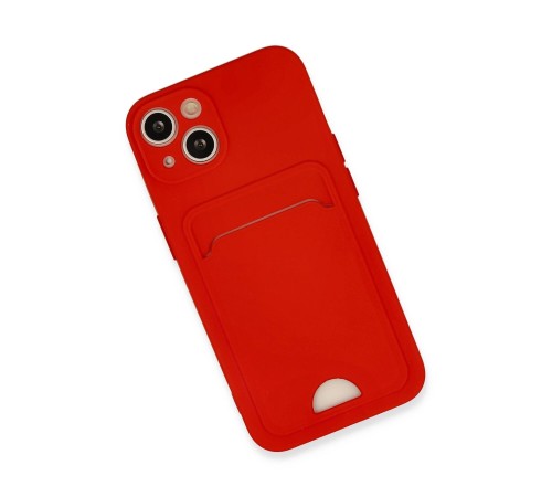 iPhone 13 Kılıf Kelvin Kartvizitli Silikon - Kırmızı iPhone 13 Kılıf Kelvin Kartvizitli Silikon - Kırmızı