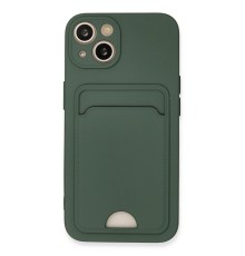 iPhone 13 Kılıf Kelvin Kartvizitli Silikon - Koyu Yeşil
