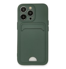 iPhone 13 Pro Kılıf Kelvin Kartvizitli Silikon - Koyu Yeşil